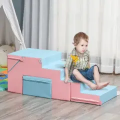 Qaba Foam Play Set for Toddlers and Children, Easy-to-clean 2 Piece Soft & Safe Kids Climbing Set for Crawling or Sliding, Multicolor