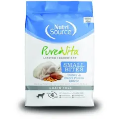 NutriSource PureVita Grain Free Small Bites Turkey and Sweet Potato Entree Dry Dog Food - 15 lbs