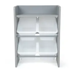 Kids' End Table Nightstand with 4 Storage Bins - Humble Crew