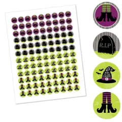 Big Dot of Happiness Happy Halloween - Witch Party Round Candy Sticker Favors - Labels Fits Chocolate Candy (1 Sheet of 108)