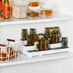 Shelf Expandable 3 Tier - Brightroom&trade;: Freestanding Spice Rack Organizer, White Kitchen Storage for Pantry & Cabinet