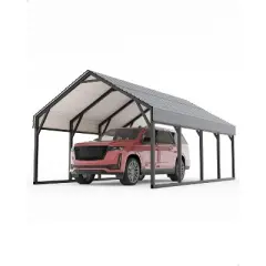Metal Carport, Reinforced Frame and Steel Roof for All-Weather Use, Permanent Shelter for Bass Boats, Full-Sized Pickup Trucks, and Tractors