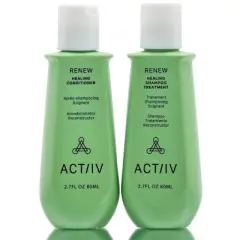 ACTiiV Hair Science Renew Healing Shampoo & Conditioning System (2.7 oz Starter Kit Duo) - Travel Size, Helps with Damaged and Over-Processed Hair