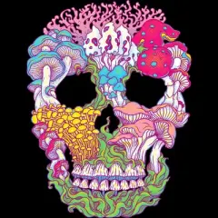 Junior's Design By Humans mushrooms scull By ircadelik T-Shirt