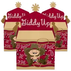 Big Dot of Happiness Little Cowboy - Treat Box Party Favors - Western Baby Shower or Birthday Party Goodie Gable Boxes - Set of 12