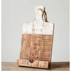 Storied Home Distressed White Dipped Wood Tablet Holder