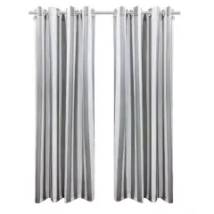 Commonwealth Seascapes Stripes Light Filtering Satiny Look Provide Privacy Grommet Outdoor Panel Pair Alloy Grey