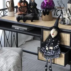 Whisen 21"H Sitting Witch Decor, Halloween Decoration - Black