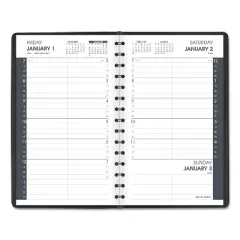 Daily Appointment Book with 15-Minute Appointments, One Day/Page: Mon to Sun, 8 x 5, Black Cover, 12-Month (Jan to Dec): 2026