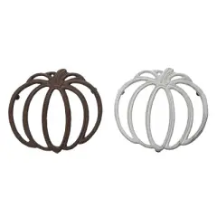 Transpac Iron Pumpkin Trivet Set of 2 Fall Harvest Home Decorations for Autumn Thanksgiving Metal Trivets