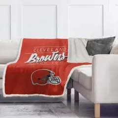 NFL Cleveland Browns Legacy Script Sherpa Flannel Fleece Blanket