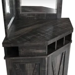 Home Source Charcoal Corner Bar Unit with built-in Wine Rack and Lower Cabinet