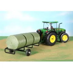 1/16 Little Buster Toys Round Bale Black Metal Hay Trailer 500206