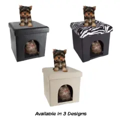 Pet Adobe Multipurpose Collapsible Pet House Ottoman with Cushion Top - 15" x 15", Tan