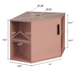 ELECWISH 28 Inch Bathroom Vanity, Pink Corner Bathroom Vanity, Floating Vanity for Small Space, Open Shelves, Wall Mounted