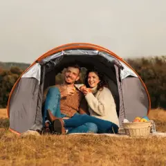 NAYSAYE Camping Tent 5-8 Person Automatic Pop Up Waterproof Tent with 4 Mosquito Net Windows for Camping Outdoor, Khaki