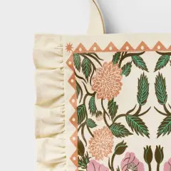 Latino Heritage Month Ruffle Reusable Tote Bag - Ivory Floral