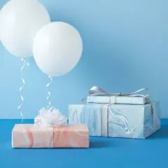 Dual Sided Roll Wrap Marble Pattern Blue and Peach - Spritz&trade;