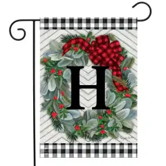 Briarwood Lane Winter Garden Flag 12x18 For Outdoor Winter Wreath Monogram Letter H For Winter Garden Flag Flags For Outside