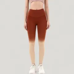 Anna-Kaci Active Women's High Waist Ombre Gradient Seamless Leggings with Wide Waistband