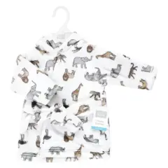 Hudson Baby Plush Animal Face Bathrobe, Modern Safari, 0-9 Months