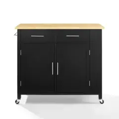 Full Savannah Wood Top Kitchen Island Cart Black/Natural - Crosley