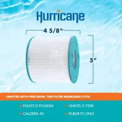 Hurricane 2 Pack HF4401-02 Advanced Spa Filter Cartridge Replacement for Prb17.5SF, Unicel C-4401 Filbur FC-2386, Dynamic Series IV - Model DSF35