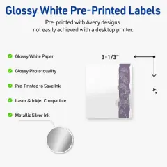 Avery Rectangle Labels, Floral Design, 4" x 3-1/3", 40ct