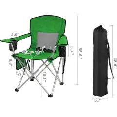 Gulches Portable Folding Camping Chair - Outdoor Chair with Armrests, Cup Holder & Carrying Bag for Camping, Beach & More