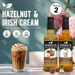 Syruvia Coffee Flavors Variety Pack: Hazelnut & Irish Cream 25.4 fl oz Syrup