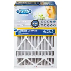 BestAir 2pk 16" x 25" x 5" Carrier/Bryant Replacement Air Furnace Filter MERV 13