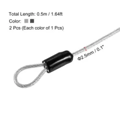 Unique Bargains Security Steel Cable Coated Luggage Lock Wire Rope with Double Loop