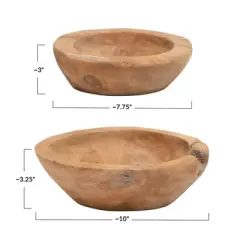 Storied Home Teakwood Bowls, Set of 2 (Each One Will Vary)