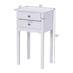 Costway 2 PCS Side Table End Accent Table Night Stand W/ 2 Drawers White