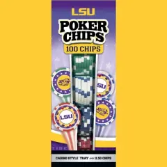 MasterPieces Casino Style 100 Piece Poker Chip Set - NCAA LSU Tigers