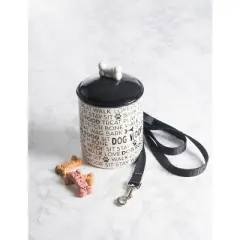 Bone Dry Ceramic Treat Canister - Black Dog Text Ceramic Medium Pet Canister