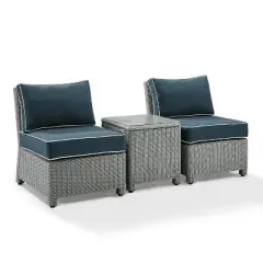 Bradenton 3pc Wicker Armless Chairs with Side Table - Crosley
