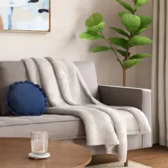 Oversized Printed Glen Plaid Primalush Throw Blanket Gray/Ivory - Threshold&trade;