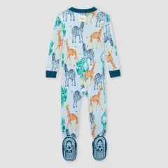 Burt's Bees Baby&reg; Baby Wild Safari Organic Cotton Tight Fit Footed Pajama - Metallic Blue