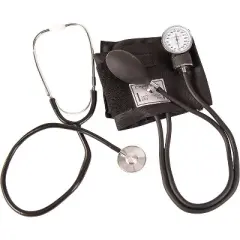 MABIS Aneroid Sphygmomanometer with Stethoscope, Adult BP Cuff & Case, Black
