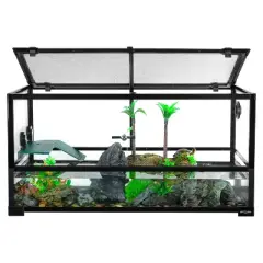 REPTIZOO 50Gallon Large Turtle Tank Aquarium, 36"&times;18"&times;18" Tortoise Habitat Water-Land Ecological Turtle Tank with Drainage System Aquatic Turtle Tank