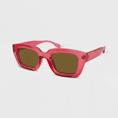 Women's Plastic Chunky Square Crystal Sunglasses - Wild Fable&trade; Red
