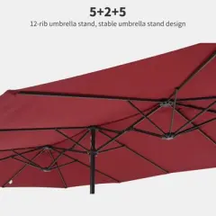 15 FT Extra Large Patio Umbrella w/ Base, Double-Sided Umbrella with Crank Handle, Outdoor UVProtective Pool Umbrella for Garden, Backyard, Poolside