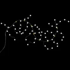 Northlight LED Lighted B/O Pom Pom Garland Christmas Lights - Warm White - 4.25' Clear Wire - 10ct