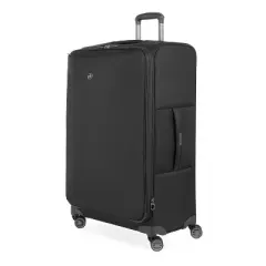 SWISSGEAR Checklite Softside Large Checked Suitcase - Black: 8-Wheel Tear-Resistant Luggage