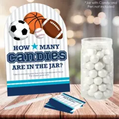 Big Dot of Happiness Go, Fight, Win - Sports - How Many Candies Baby Shower or Birthday Party Game - 1 Stand and 40 Cards - Candy Guessing Game