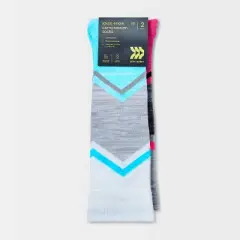 Women's Chevron Colorblock Compression 2pk Knee High Socks - All In Motion&trade; White/Gray 4-10: Moisture Wicking, Arch Support