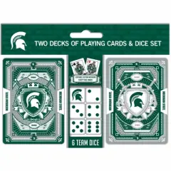 MasterPieces Officially Licensed NCAA Michigan State Spartans 2-Pack Playing cards & Dice set for Adults