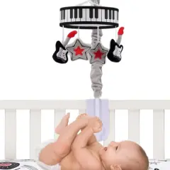 Lambs & Ivy Rock Star Musical Baby Crib Mobile Soother Toy - Guitar/Star