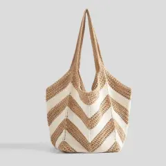 Women's Beach Striped Beige Tote Bag - Cupshe